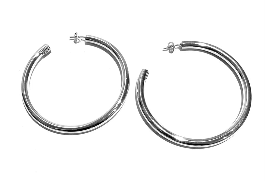 Iron Clay Extra Large Hoop Sterling Silver Earring