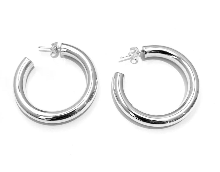 Iron Clay Thick Hoop Sterling Silver Earring