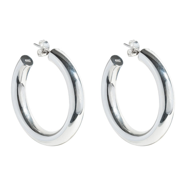 Iron Clay Thick Hoop Sterling Silver Earring