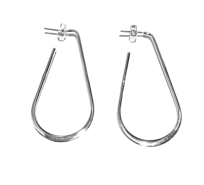 Iron Clay Long Hoop Sterling Silver Earring