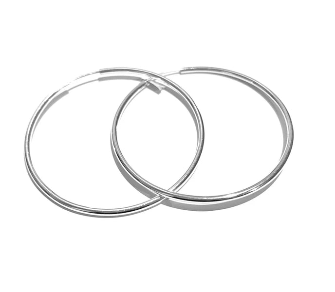 Iron Clay Thin Large Hoop Sterling Silver Earring