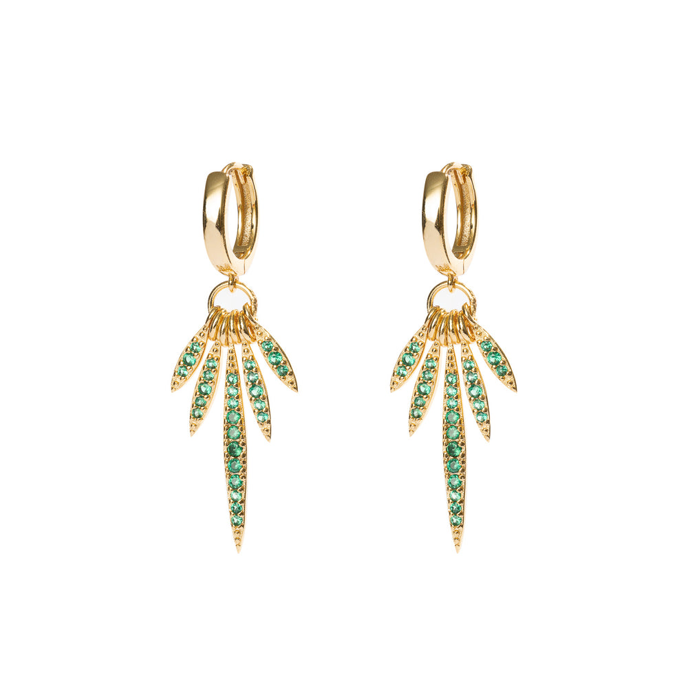 Gammie Gold Green CZ Drop Huggie Earring