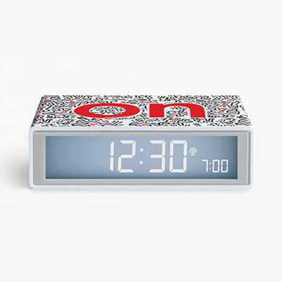 Lexon Flip Reversible LCD Alarm Clock by Keith Haring - Love White