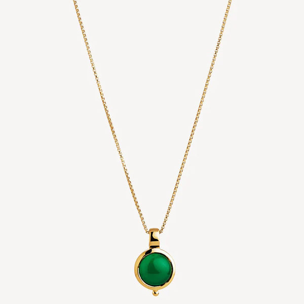 Najo Garland Green Onyx Yellow Gold Necklace