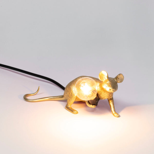 Seletti Gold Mouse Lamp Lie Down