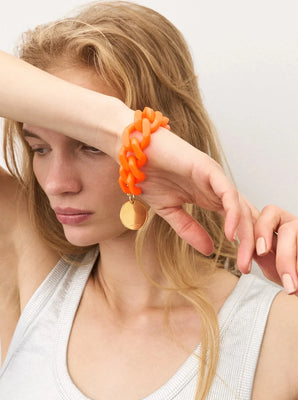 Vanessa Baroni Flat Chain Neon Orange Bracelet