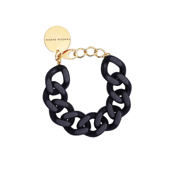 Vanessa Baroni Flat Chain Matt Black Bracelet