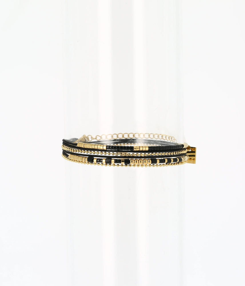 Zag Bijoux Force Wrap Black Gold Bracelet