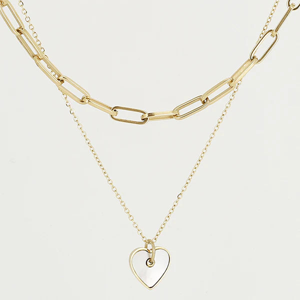 Zag Bijoux U2 Mother of Pearl Gold Chain Necklace