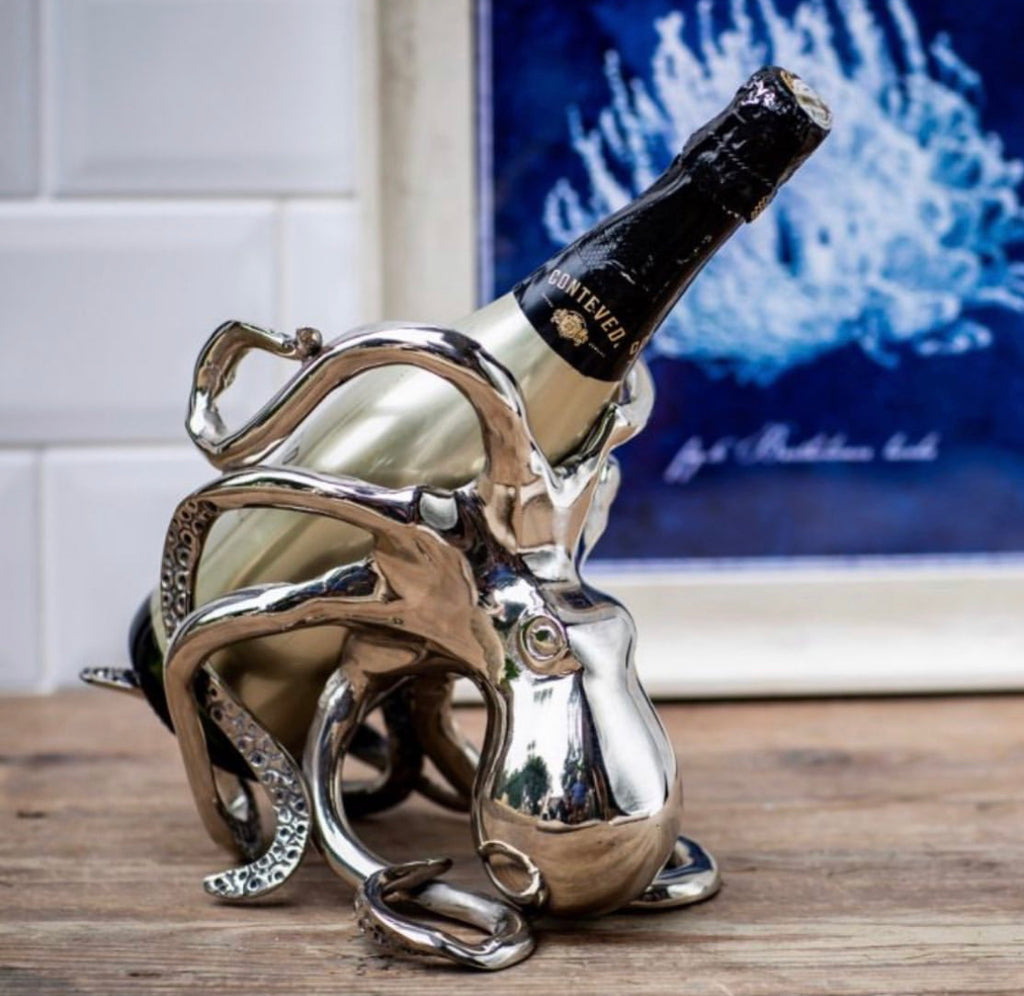 Silver octopus 2025 wine bottle holder