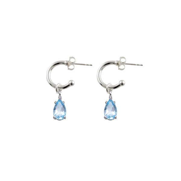 Von Treskow Sterling Silver Hoop Earrings with Blue Topaz