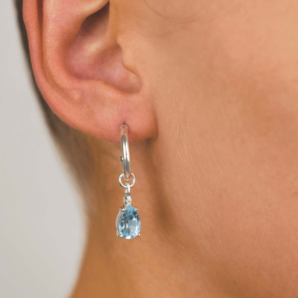 Von Treskow Sterling Silver Hoop Earrings with Blue Topaz