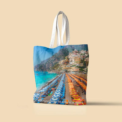 Destination Label Canvas Tote Positano Italy