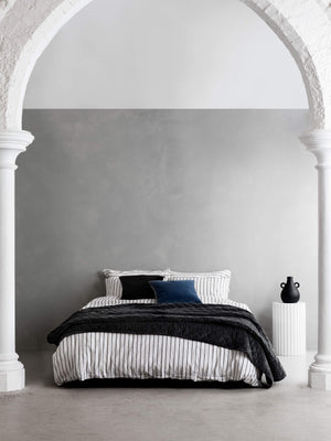 L&M Home Etro Black Velvet and Linen Cushion