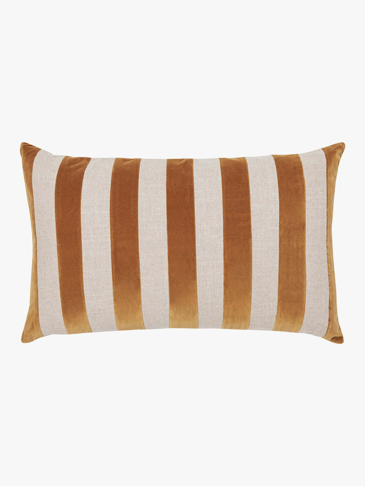 L&M Home Etro Luxury Velvet and Linen Stripe Cushion Toffee