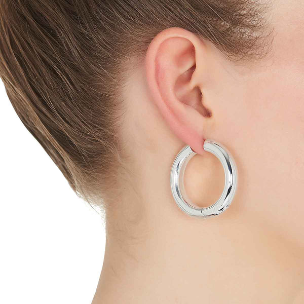 Iron Clay Silver Hoop Earring