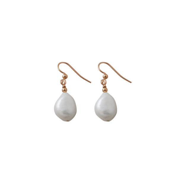 Von Treskow Baroque Pearl Earrings Rose 14kt Gold Fill