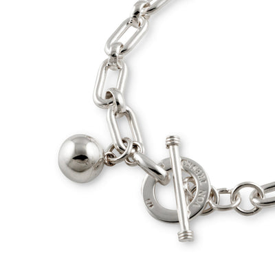 Von Treskow Sterling Silver VT LINK BRACELET WITH VT DISC & SILVER BALL - Von Treskow - Jewellery - Paloma + Co Adelaide Boutique