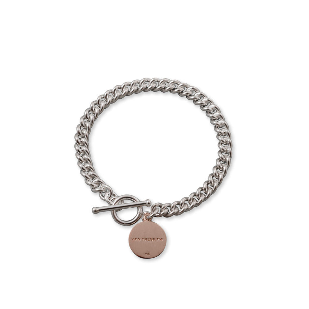 Von Treskow SILVER HEAVY CURB BRACELET WITH ROSE GOLD VT PLATE - Von Treskow - Jewellery - Paloma + Co Adelaide Boutique